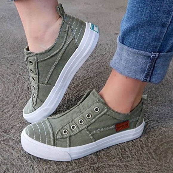 JENN ARDOR Stylish Slip On Sneakers No Laces green - Picture 1 of 12